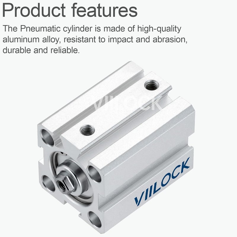 VIILOCK Pneumatic Air Cylinder 20mm Bore 25mm Stroke, Thin Air Cylinder Double Action Hydraulic Cylinders SDA 20 X 25 - Image 2